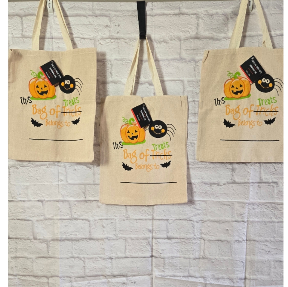 Halloween Trick or Treat Canvas Tote Bag Set Of 3